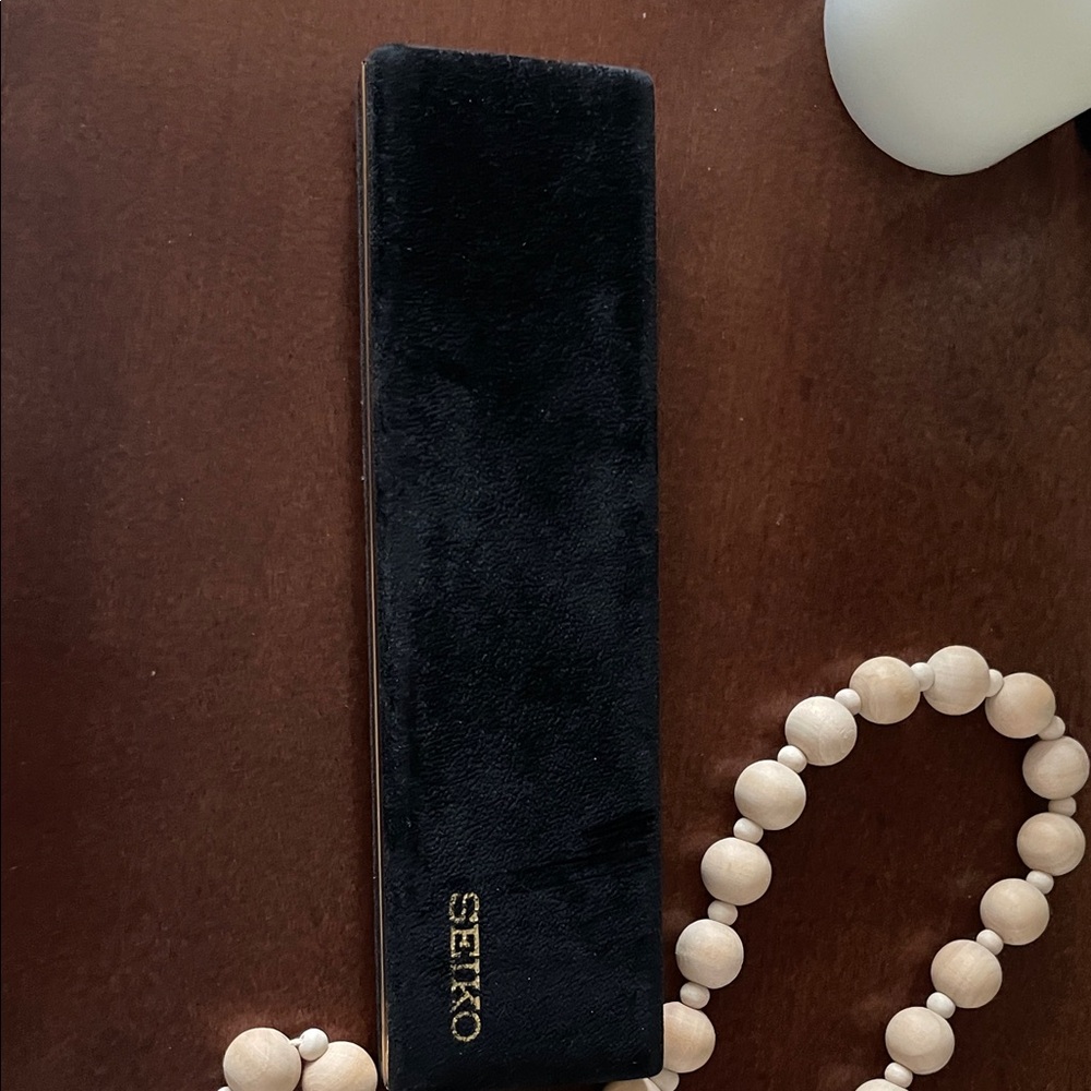 Seiko Gold-Tone Watch with Black Strap - Picture 7 of 7